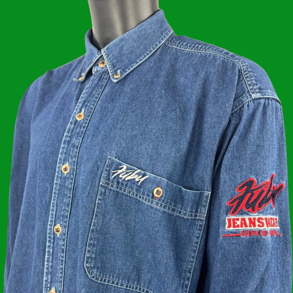 VTG FUBU “The Collection Jeans Wear” Denim Button-Up Shirt